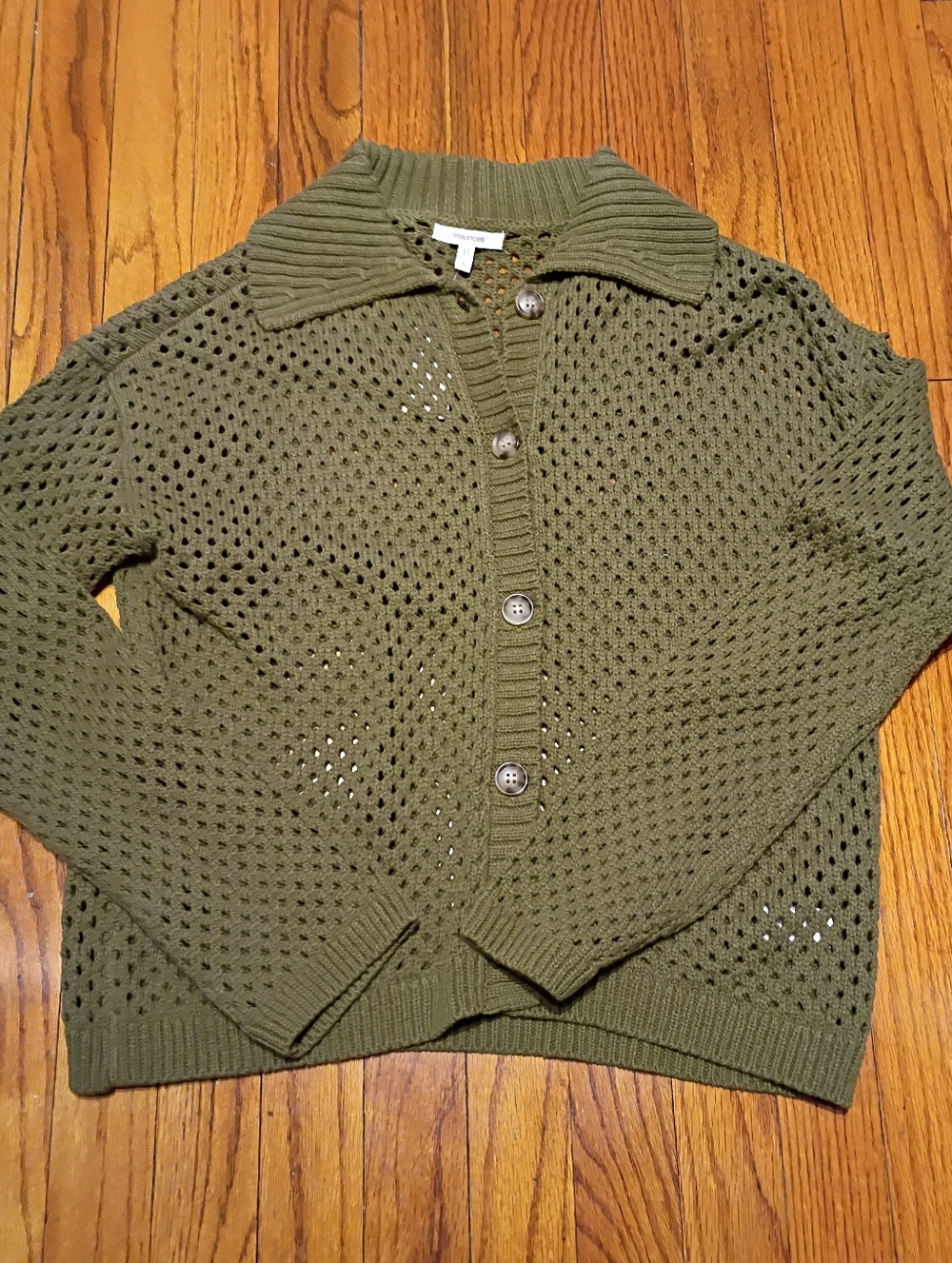 NWT Maurice's Green Open Knit Cardigan Size Small